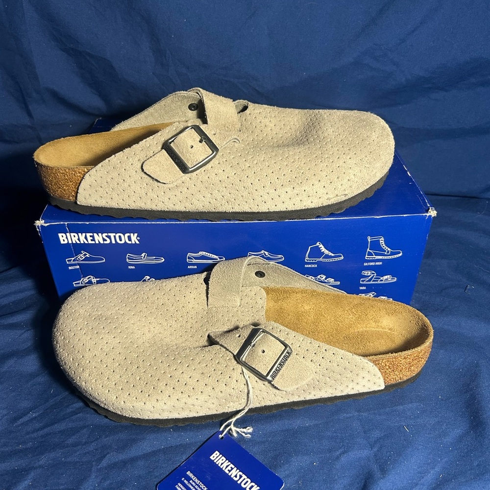Birkenstock- Boston BS, Emboss Dots Stone Coin, Suede Leather Emb, 10 men